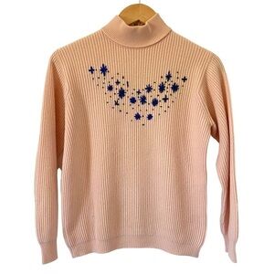 Vintage 60s Pringle Of Scotland Cashmere Sweater Pale Pink Knit Womens Small